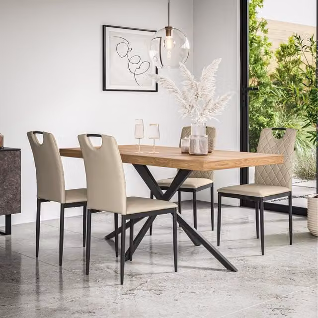 More4Homes Donni Rectangular Dining Table and 6 Chairs in Beige and Black