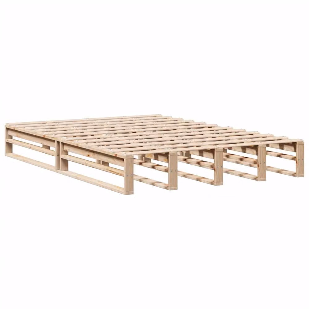 Berkfield Home King Size Solid Wood Pine Bed Frame in Light Brown, W/D/H: 150 x 200 cm – 2