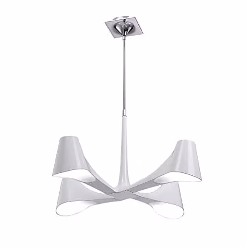 Netlighting Ora Telescopic Convertible Semi Flush Ceiling Light in Gloss White and Polished Chrome with 4 x E27 Bulbs Included – 1