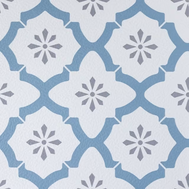 Fine Decor Alfama Mediterranean Self-Adhesive Vinyl Floor Tiles, White and Blue, 0.93sqm