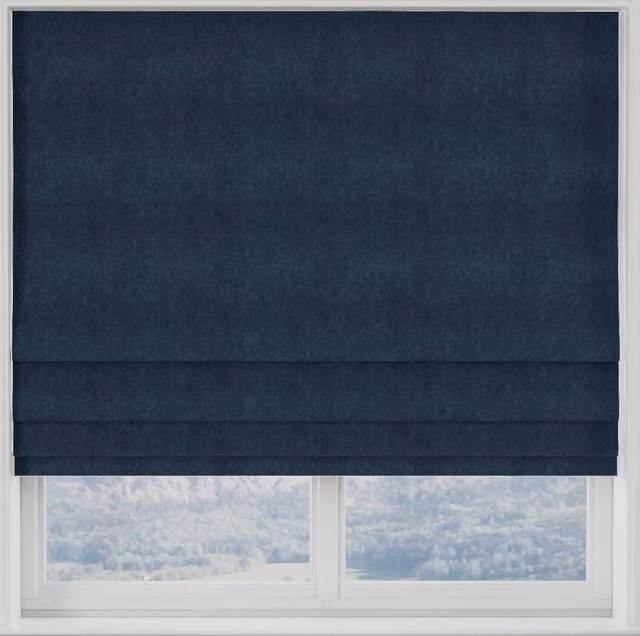 Terrys Elvira Made to Measure Blackout Roman Blind in Plain Blue