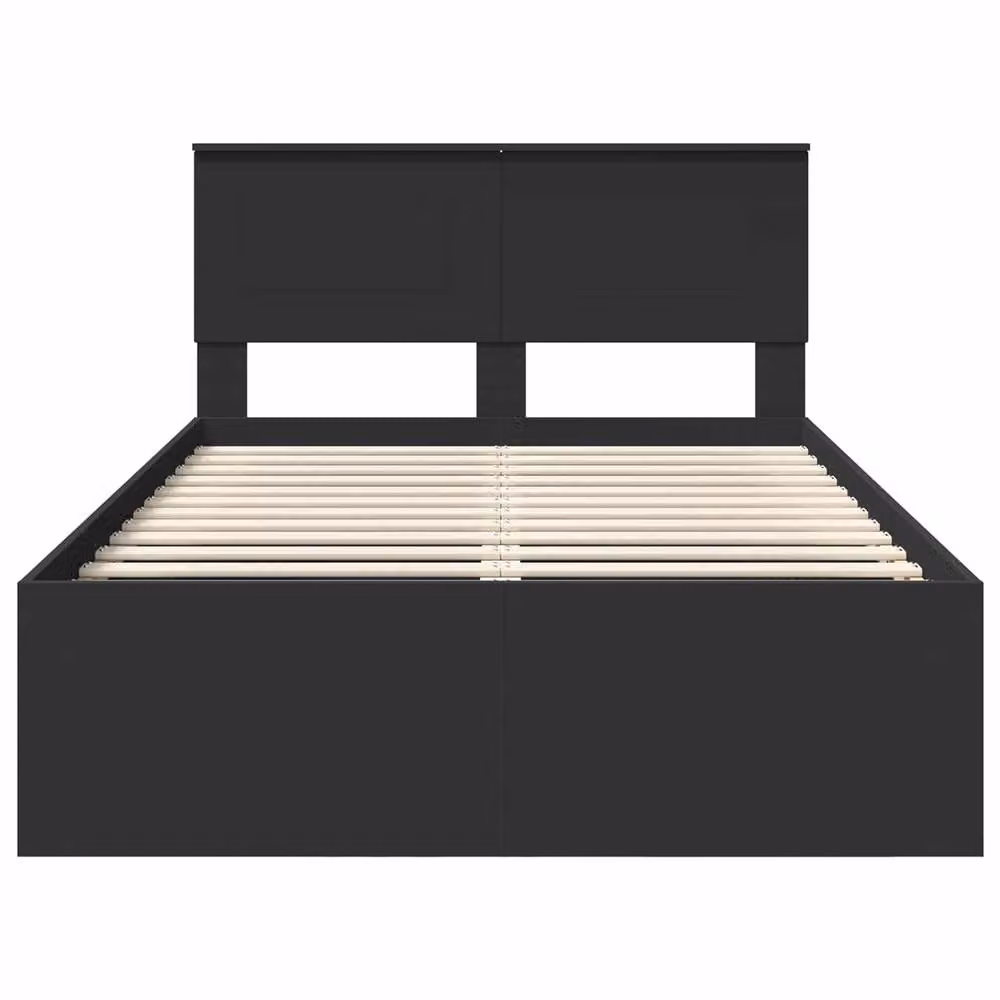 Berkfield Home Modern Bed Frame with Headboard in Black, W/D/H: 120 x 200 cm, Engineered Wood – 3