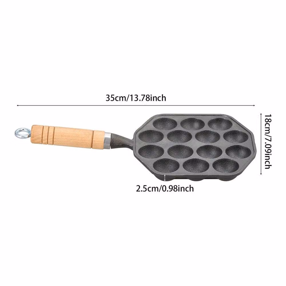 FLAVORA Black Cast Iron Takoyaki Griddle Pan with 14 Holes – 2