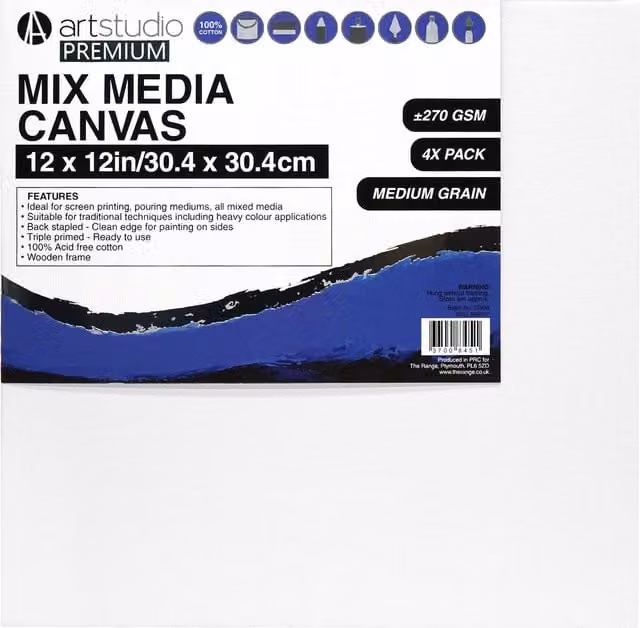 Art Studio Premium Mixed Media White Paper Pack, W: 30.4 cm, H: 40.6 cm