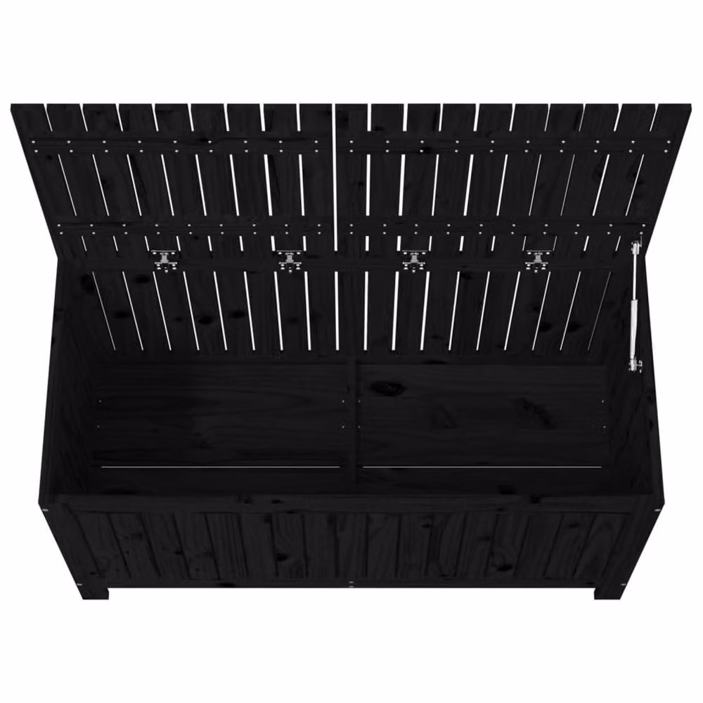 Berkfield Home Garden Storage Box in Black Solid Pine Wood, W/D/H: 121 x 55 x 64 cm – 4
