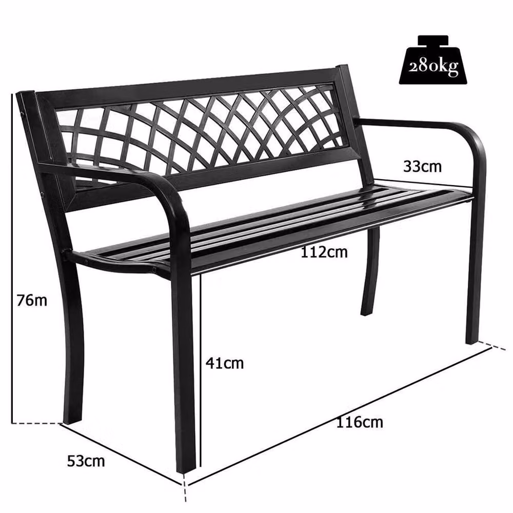 SPETLEK 2 Seater Ergonomic Patio Garden Bench in Black – 2