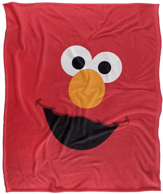Sesame Street Elmo Face Silky Touch Super Soft Throw Blanket, White, W: 152 cm, D: 127 cm – 1