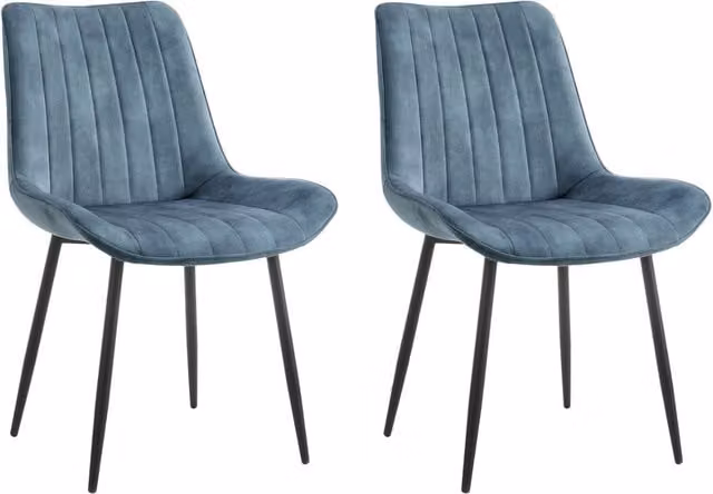 Home Detail Georgia Dining Chair Set of 2, Blue Grey Faux Leather