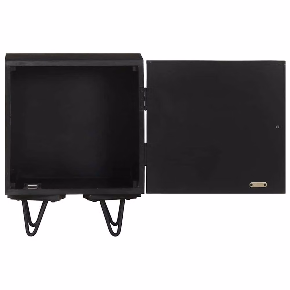 Berkfield Home Beautiful Bedside Cabinet in Black Solid Mango Wood with Brass Front, W/D/H: 40 x 30 x 50 cm – 3