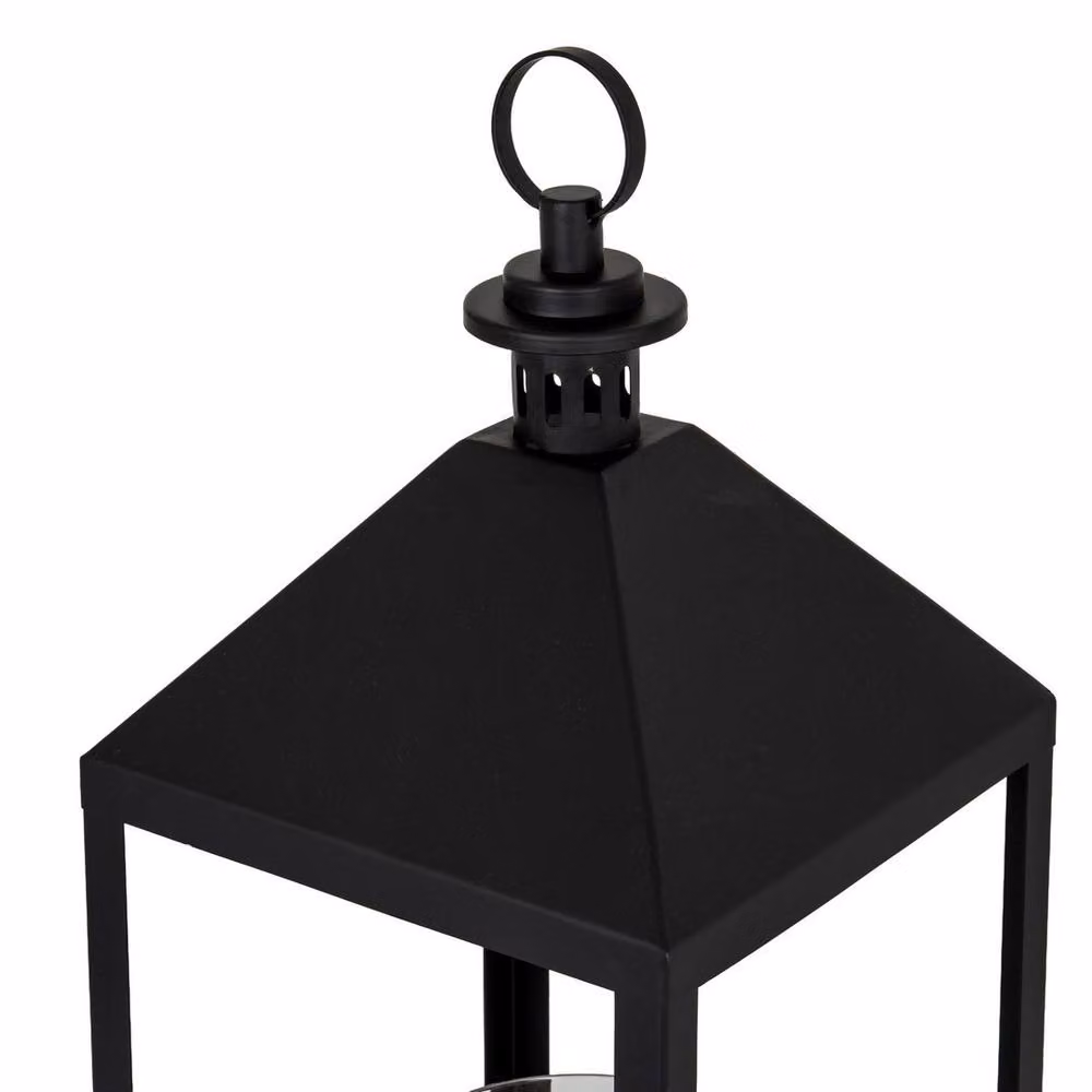 Lemon Pavilion Astra Large Lantern with Glass Candle Holder, Black, W: 25 cm, D: 25 cm, H: 61 cm – 3