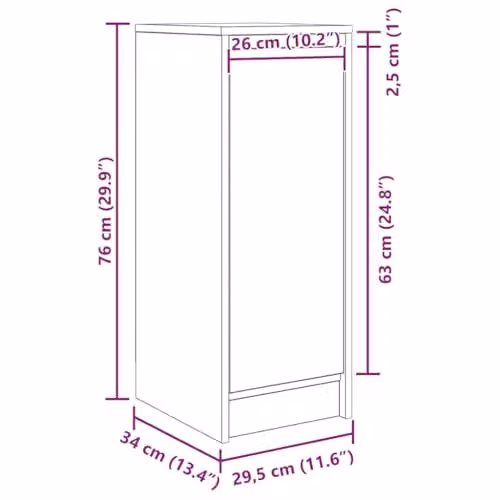 vidaXL Modern Smoked Oak Sideboard in Brown, W/D/H: 29.5 x 34 x 76 cm – 3