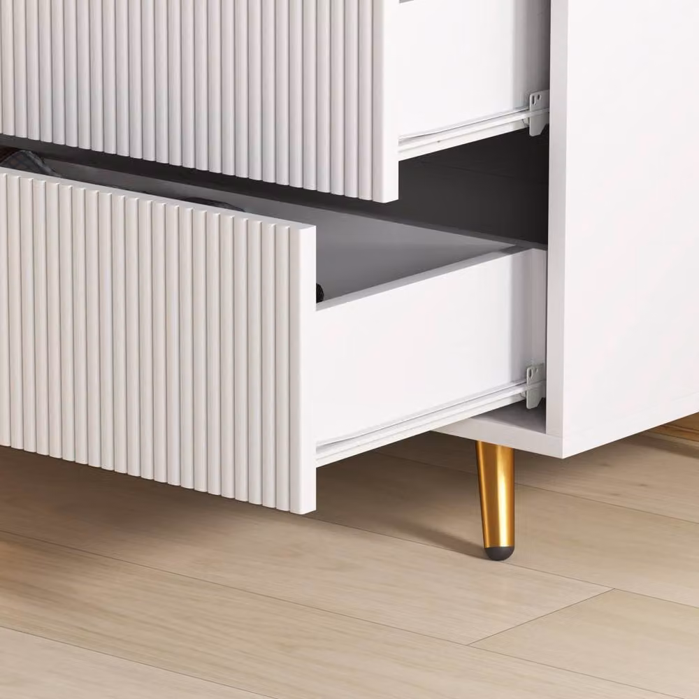 Wyld Haus Refa White 4 Drawer Bedside Table W/D/H: 40 x 40 x 90 cm – 4