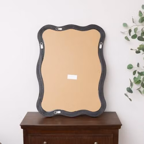 Melody Maison Modern Organic Wavy Edge Wall Mounted Mirror in Brown, W: 60 cm, H: 80 cm – 3