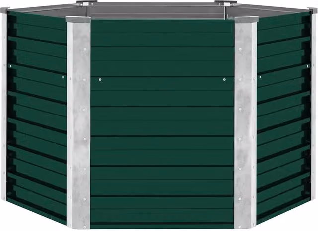 Berkfield Home Garden Green Galvanised Steel Raised Bed W/D/H: 129 x 129 x 77 cm – 1
