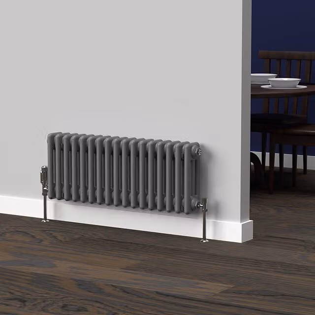 Lux Heat Horizontal 3 Column Steel Radiator in Anthracite Grey, H: 78.5 cm x W: 30.0 cm x D: 30.0 cm