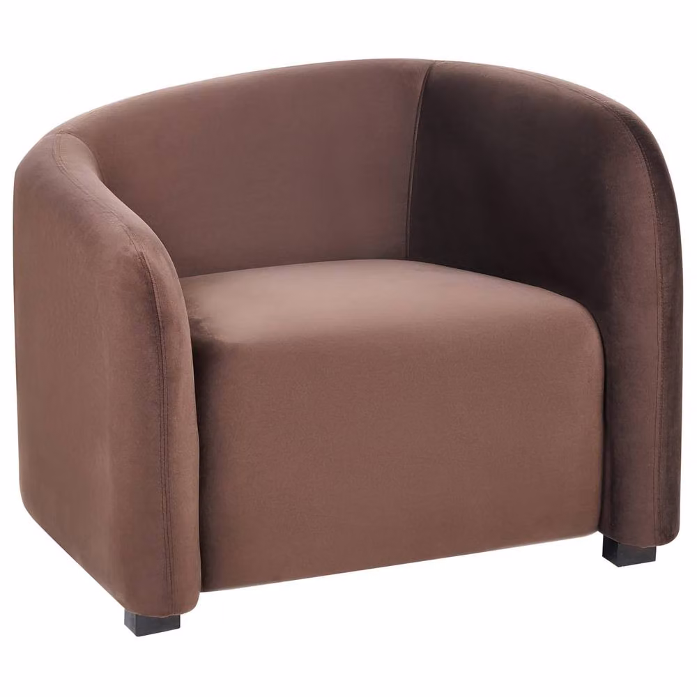 Wyld Haus Curved Velvet Sofa and Armchairs Set in Brown, W/D/H: 205 x 90 x 75 cm – 3