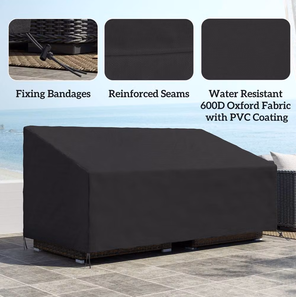 STILVORA 3 Seater Water Repellent Sofa Cover in Black, W/D/H: 218 x 111 x 63-101 cm – 4