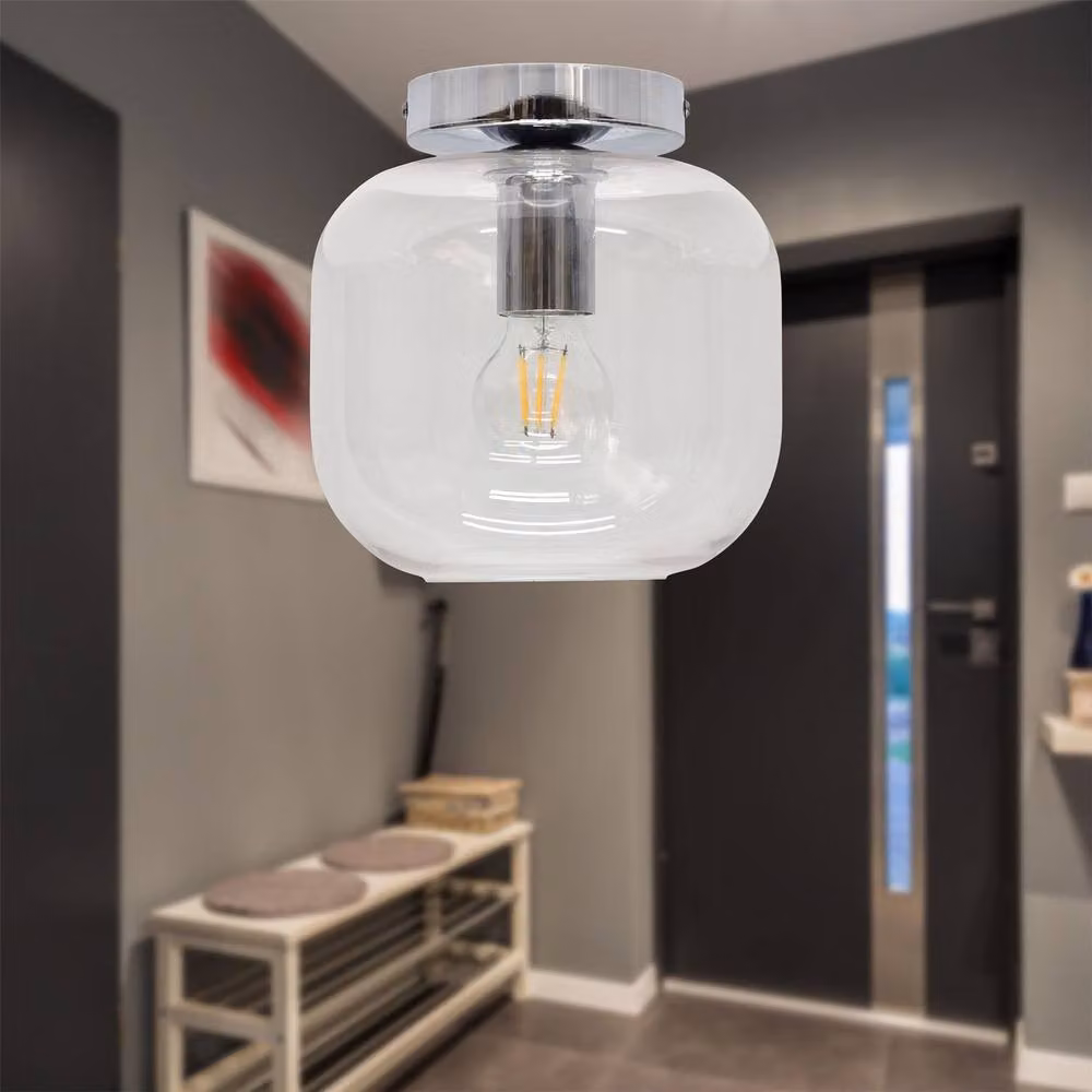First Choice Lighting Bletch Modern Round Ceiling Light Fitting with Transparent Glass and Chrome Finish – 2