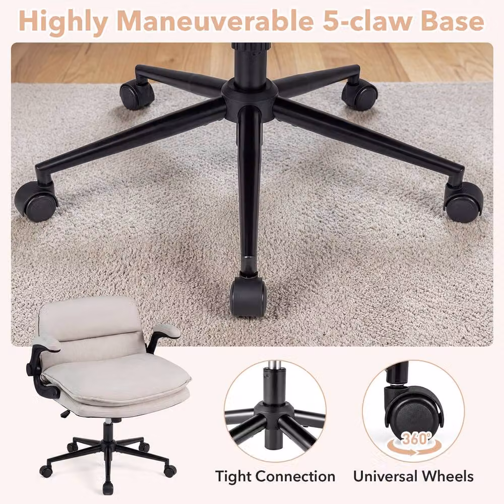 Costway Criss Cross Task Chair with Flip-up Arms and Adjustable Height in Beige – 7