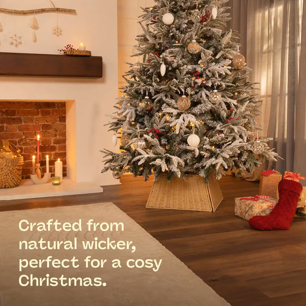 Christmas Village Rustic Rattan Christmas Tree Skirt in Beige and Brown, W/D/H: 50 x 50 x 25 cm – 3