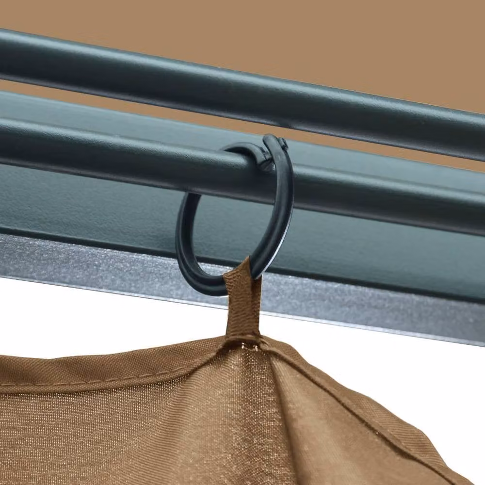 Berkfield Home Hip Gazebo with Curtains, Beige Aluminium, W/D/H: 300 x 300 x 270 cm – 4