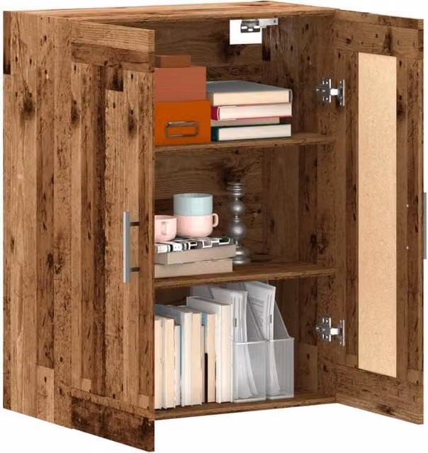 Berkfield Home Wall Mounted Rustic Cabinet in Brown, W/D/H: 69.5 x 34 x 90 cm – 1