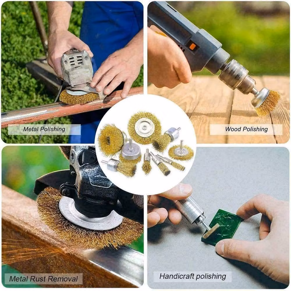 VOGREX 9-Piece Silver Wire Wheel Grinding Cup Brush Set for Power Drills and Angle Grinders – 4