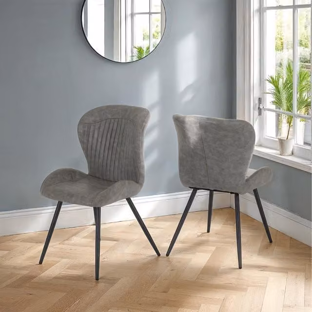 Seconique Quebec Set of 4 Grey Faux Leather Modern Dining Chairs – 1