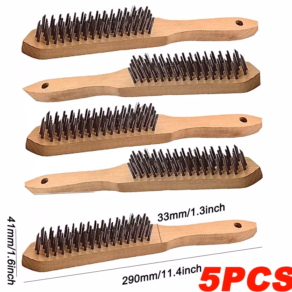 Hinsinc 5-Piece Heavy Duty Steel Wire Brush Set for Rust Removal in Black and Multicolour – 2