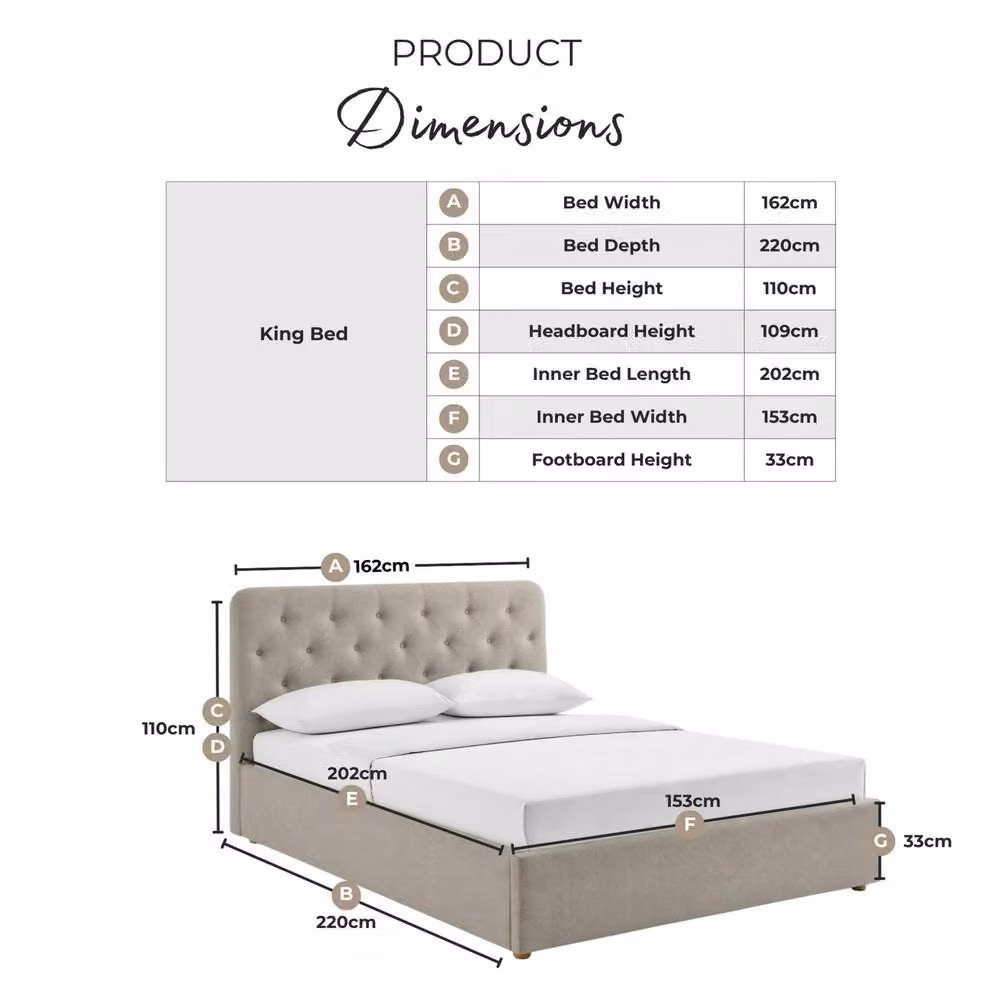 FurnitureboxUK Hayden Beige Fabric Upholstered Ottoman Bed Frame with Lift Up Base, W/D/H: 180 x 200 cm – 2