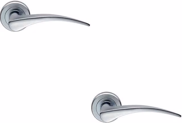 Loops 2x Pair Arched Tapered Handle on Round Rose Concealed Fix in Satin Chrome – 1