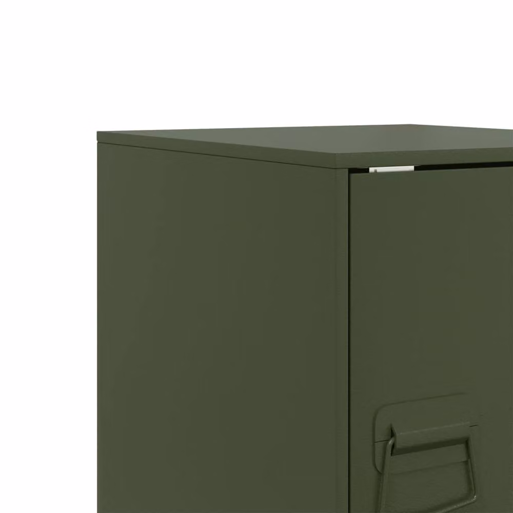 Berkfield Home Set of 2 Metal Bedside Cabinets in Olive Green, W/D/H: 34.5 x 39 x 44 cm – 4