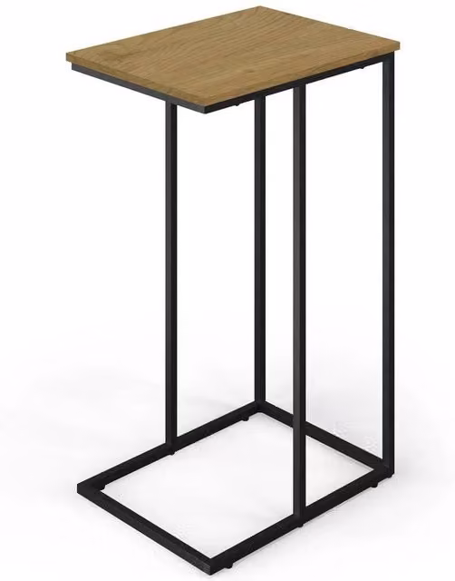 FORGEVIO Wild Oak C-Shaped Industrial Side Table with Steel Frame, W/D/H: 66 x 30 x 30 cm – 1