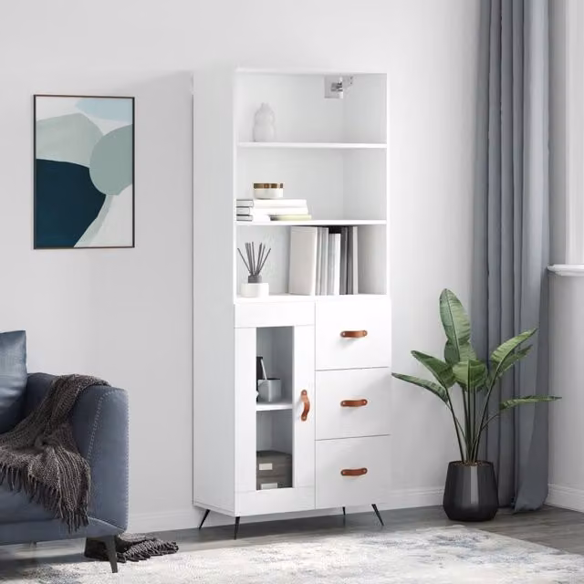 Berkfield Home White Modern Highboard W/D/H: 69.5 x 34 x 180 cm – 1