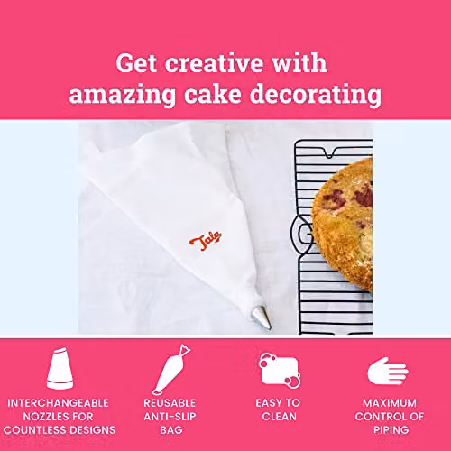 Tala Icing Bag Set with 8 Interchangeable Stainless Steel Piping Nozzles in Multicolour and White – 2