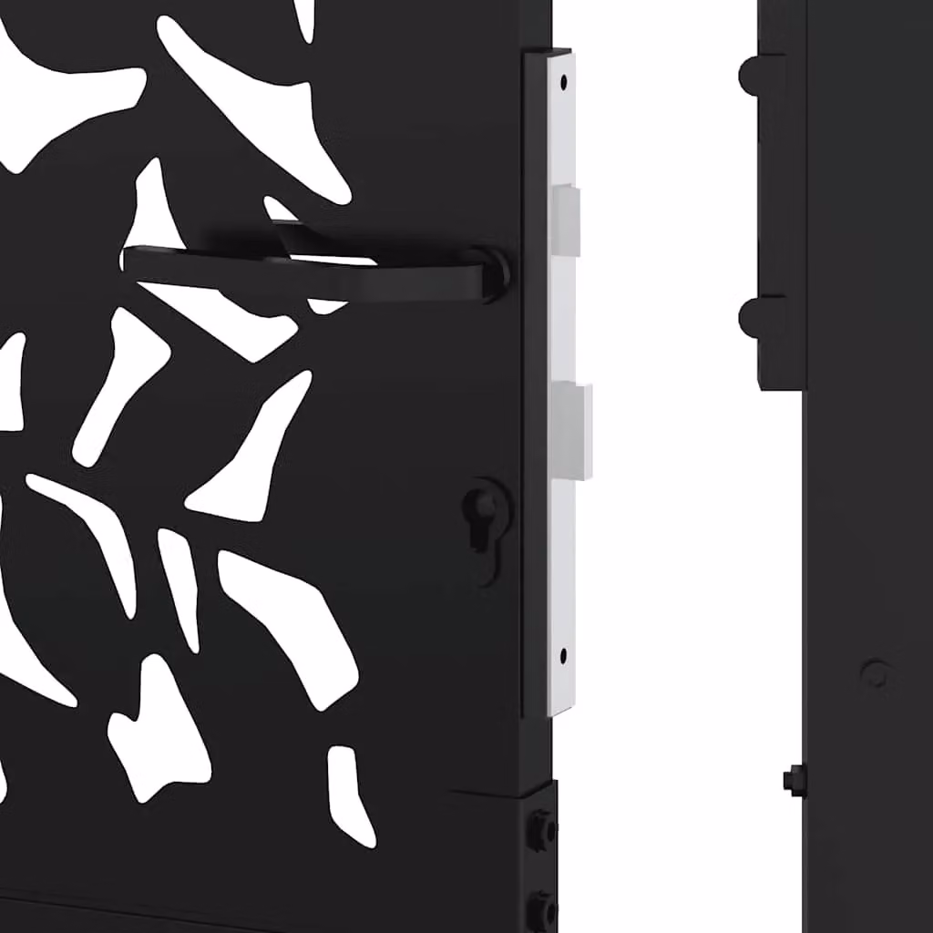 Berkfield Black Steel Garden Gate with Leaf Design, W: 105 cm, H: 180 cm – 4