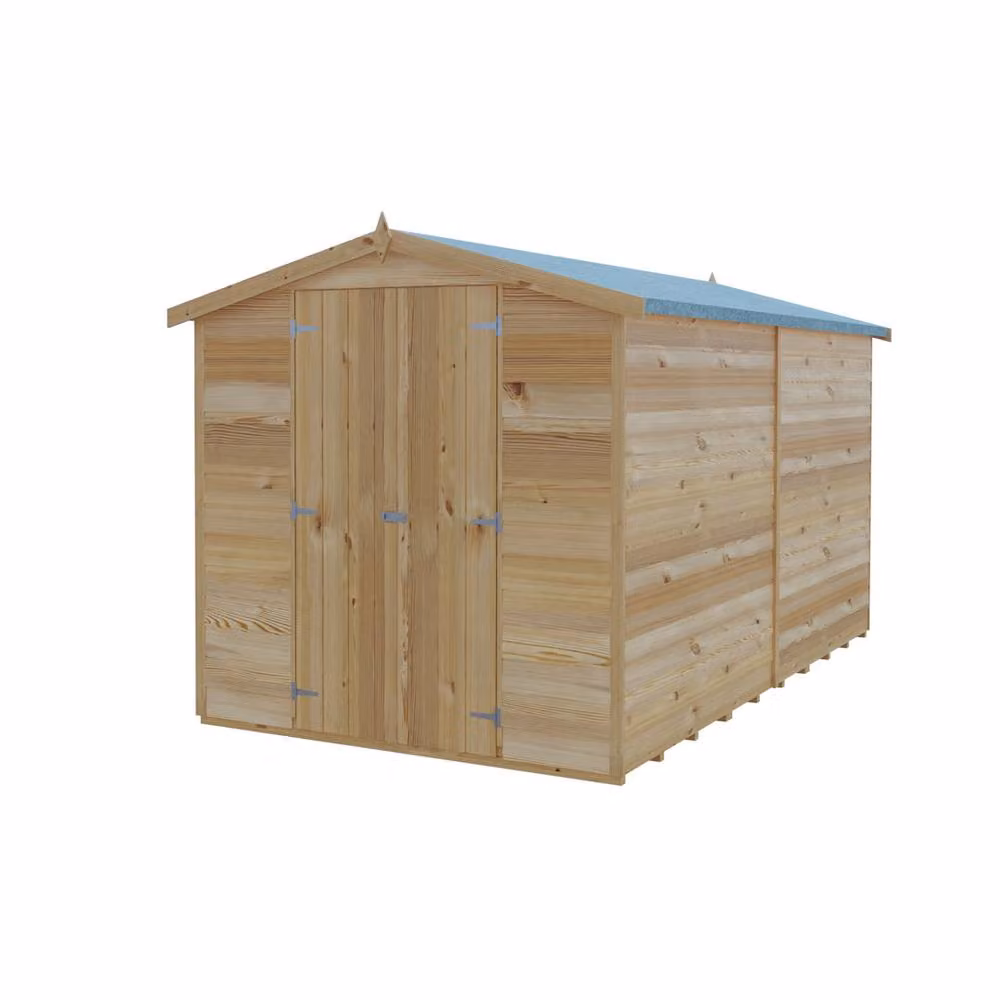 Shires Brown Dip Treated Apex Overlap Wooden Shed with Double Doors and No Windows – 2