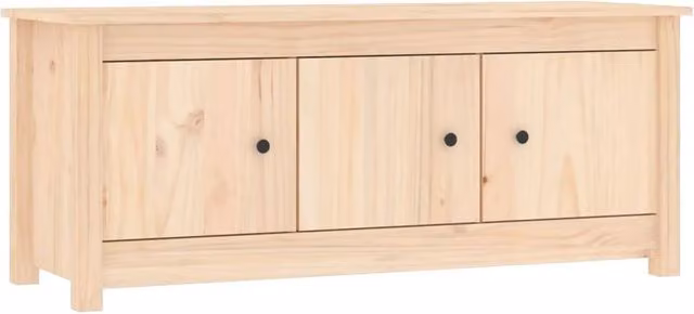 Berkfield Home Rustic Solid Wood Pine Shoe Cabinet in Beige, W: 110 cm, D: 38 cm, H: 45.5 cm