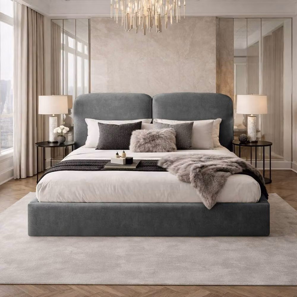 Desire Deco Alessia Plush Velvet Ottoman Storage Bed Frame in Grey, Super King, W/D/H: 200 x 160 x 124 cm – 1