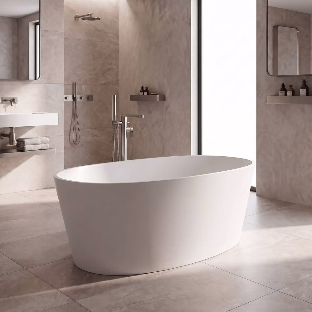 Balterley Kingswinford Luxury Contemporary Freestanding Oval Double Ended Bath Tub, White, W: 1510 mm, D: 760 mm – 3