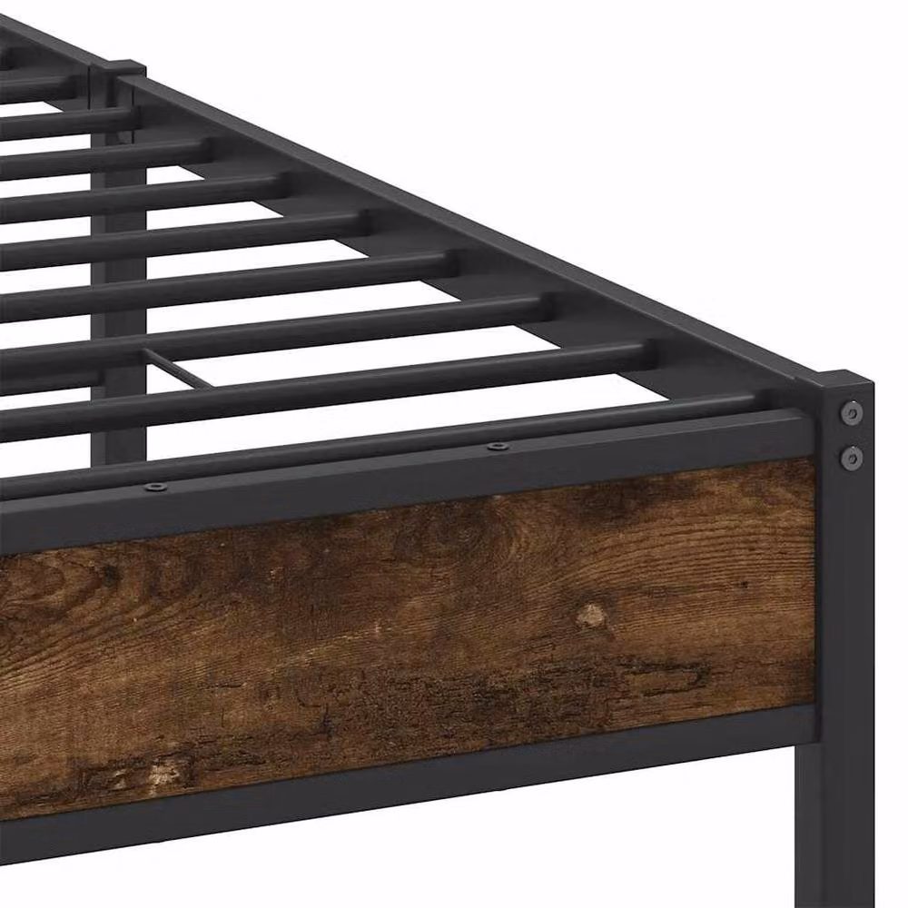 Berkfield Home Smoked Oak Bed Frame in Brown, Engineered Wood, W/D/H: 140 x 190 cm – 5