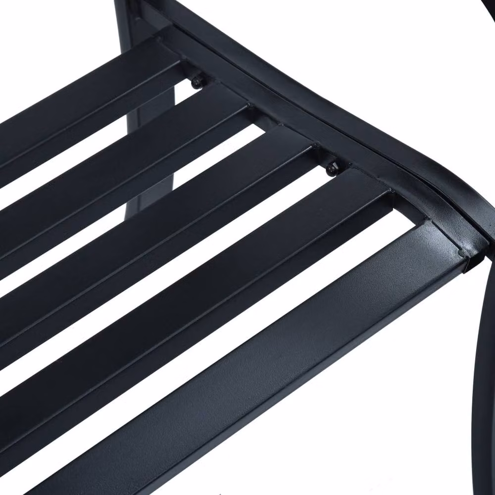 Berkfield Home Decorative Garden Bench in Black Matt Steel, W: 125 cm, H: 77 cm, D: 53 cm – 4