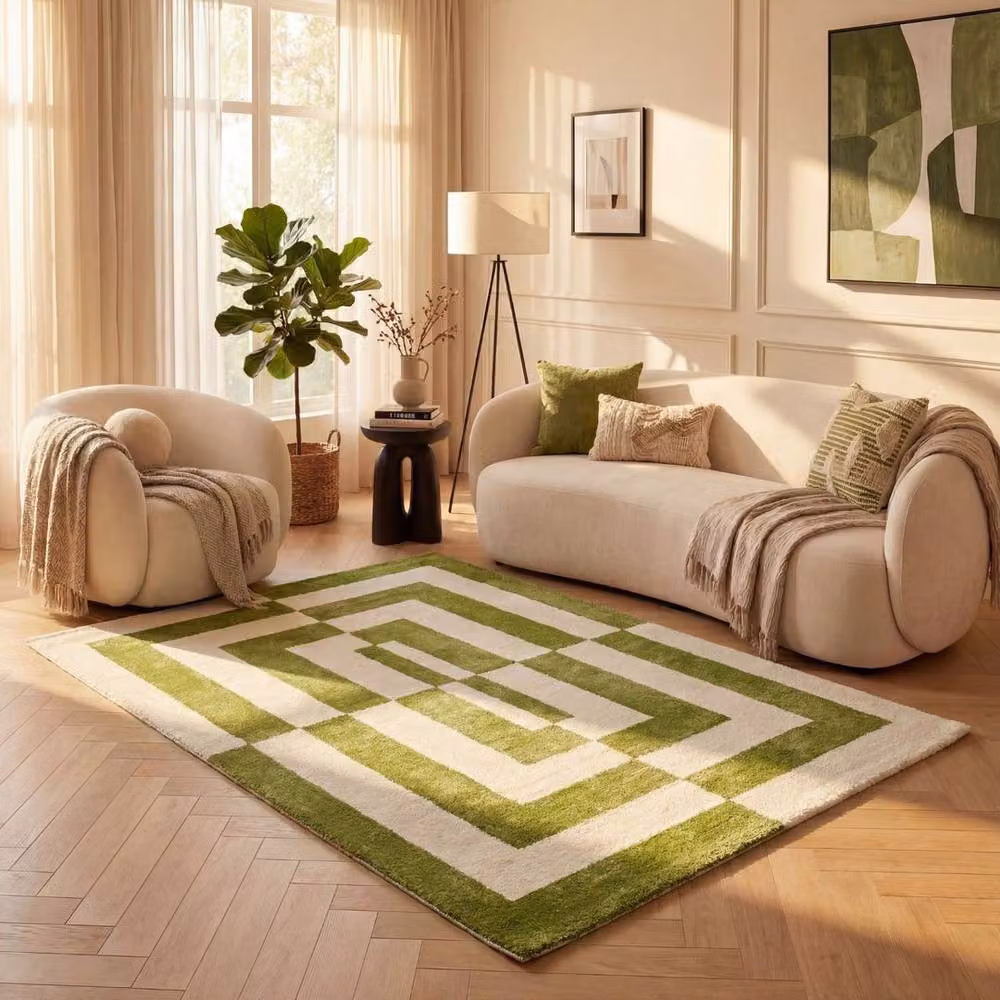 THE RUGS Joli Geometric Soft and Dense Pile Rug in Light Green, W: 80 cm, L: 150 cm – 4