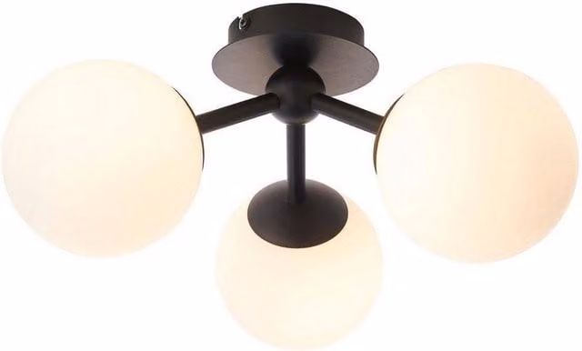 Netlighting Pulsa 3 Arm Semi Flush Bathroom Ceiling Light, Matt Black, IP44 – 1