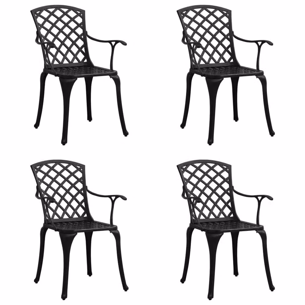 Berkfield Home Set of 4 Black Cast Aluminium Garden Chairs – 2