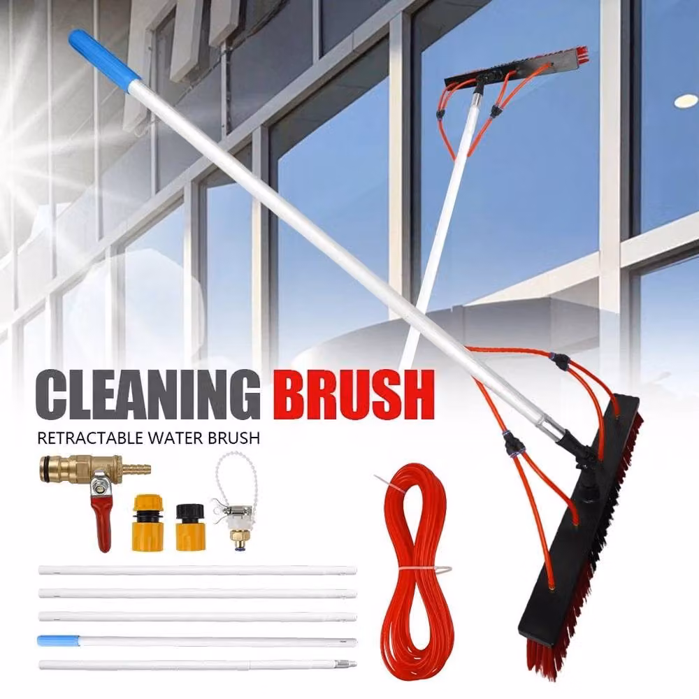 KORVIXA Water Fed Window Cleaning Pole and Roof Brush Kit with Telescopic Handle and Microfibre Brush in Multicolour – 4