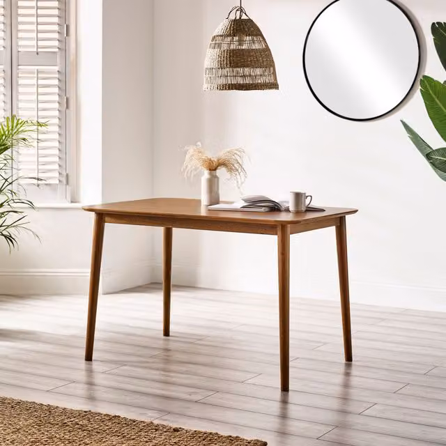 FurnitureboxUK Lynton Small Rectangular Kitchen Dining Table in Brown Wood