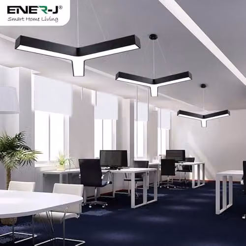ENER-J Modern Y Shape LED Pendant Light, 18W 6500K Cool White, Black Minimalist Geometric Hanging Ceiling Lamp, Diameter: 60 cm – 4