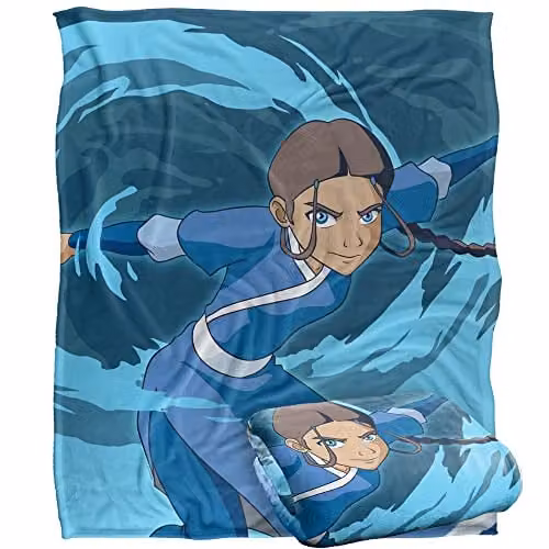 LOGOVISION Avatar The Last Airbender Katara Silky Touch Super Soft Microfibre Throw Blanket, White, W/D/H: 152 x 127 cm