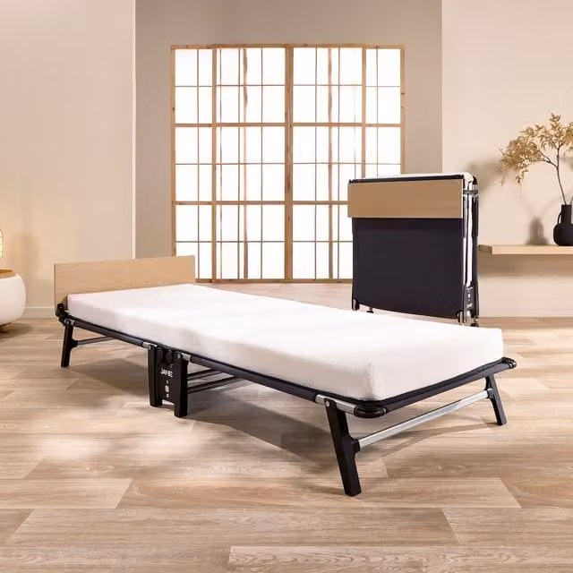 Jay-Be QM80 Quick Folding Bed with Memory Foam Mattress, Single, Black, W/D/H: 90 x 190 cm